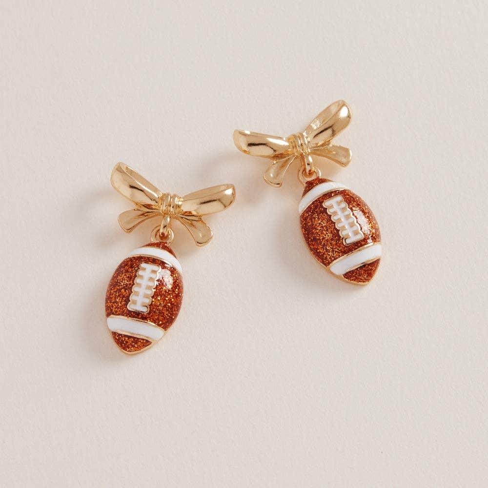 Sparkle Football Earrings with Bow Gameday Jewelry