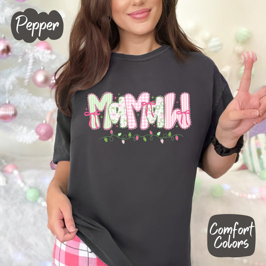 Pink Christmas Mama Shirt (You Choose Name)