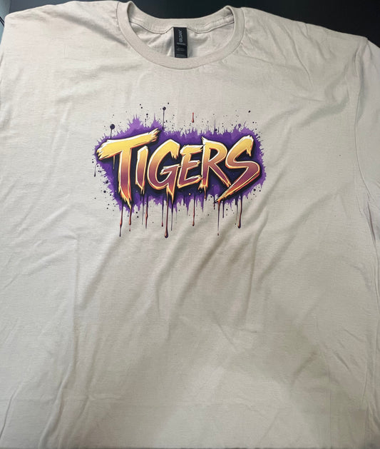 Purple and Gold Drip Tigers Shirt