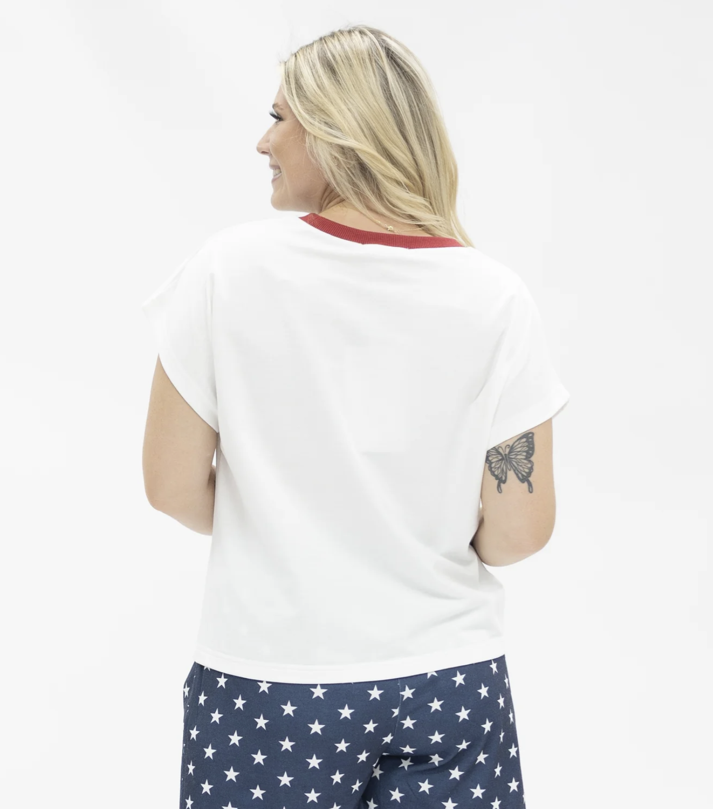 Patriotic Sequin Bikini Top White Shirt