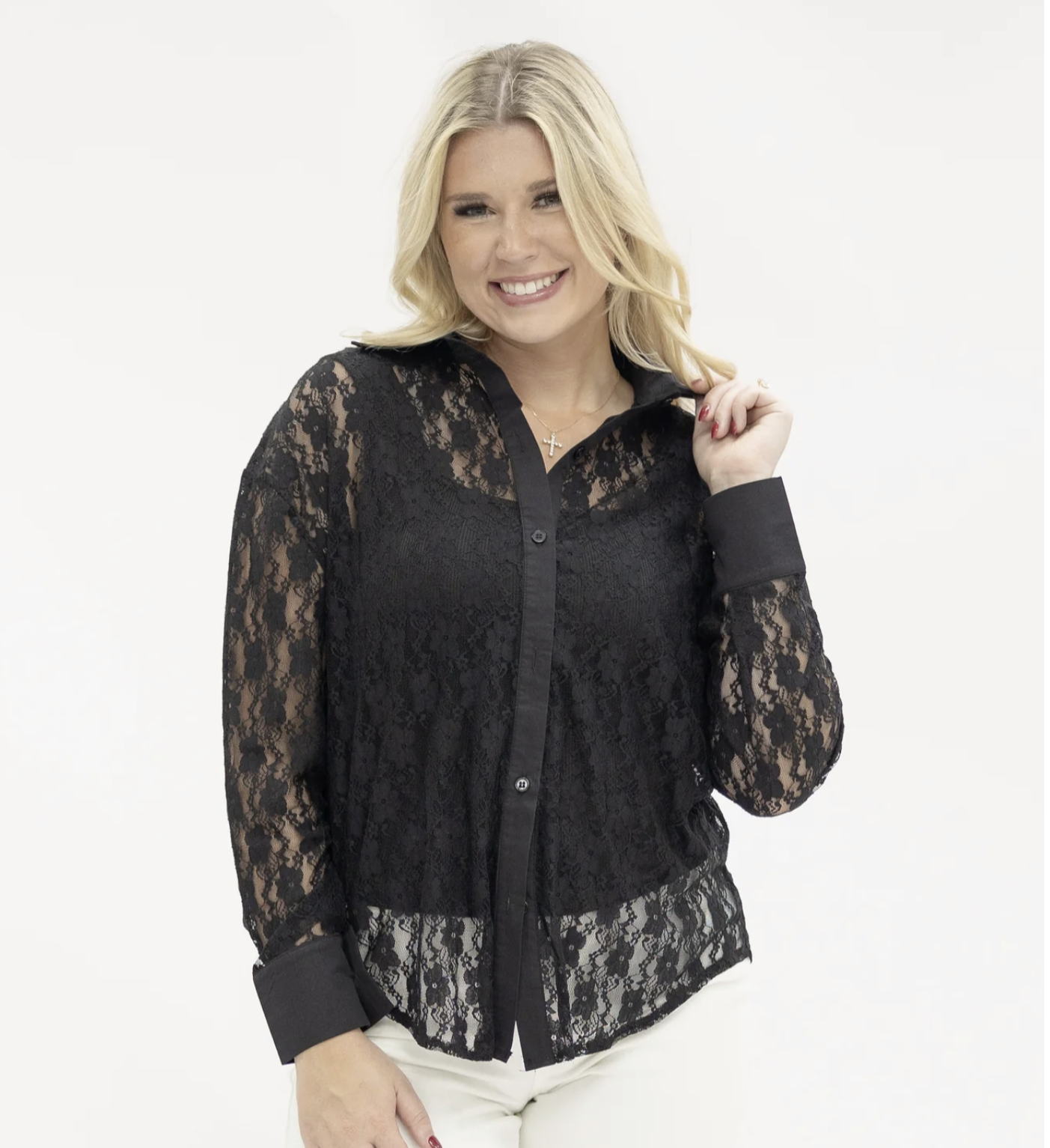 Black Lace Long Sleeve Top