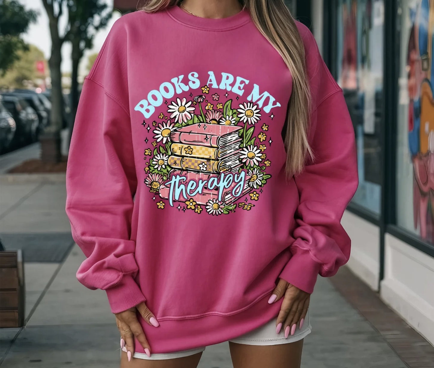 Books are my Therapy Shirt ~Glitter~