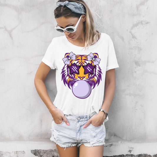 Gold and Purple Bubble Gum Tiger Shirt