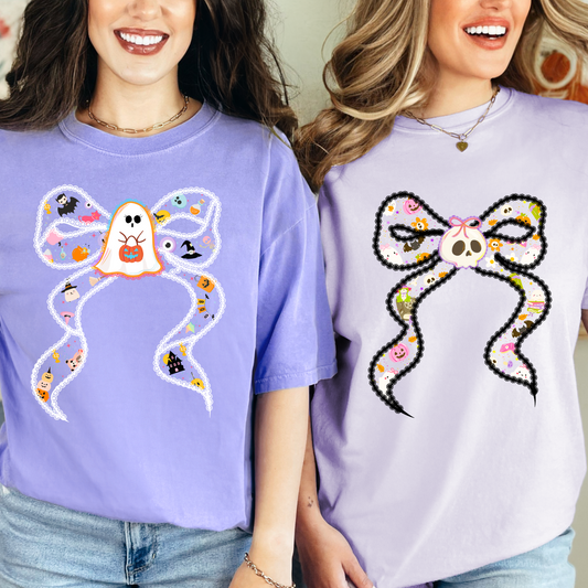 Black Lace Skull Bow Shirt