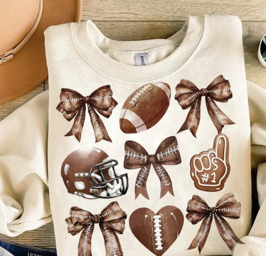 Football Bows Coquette Shirt ~Glitter~
