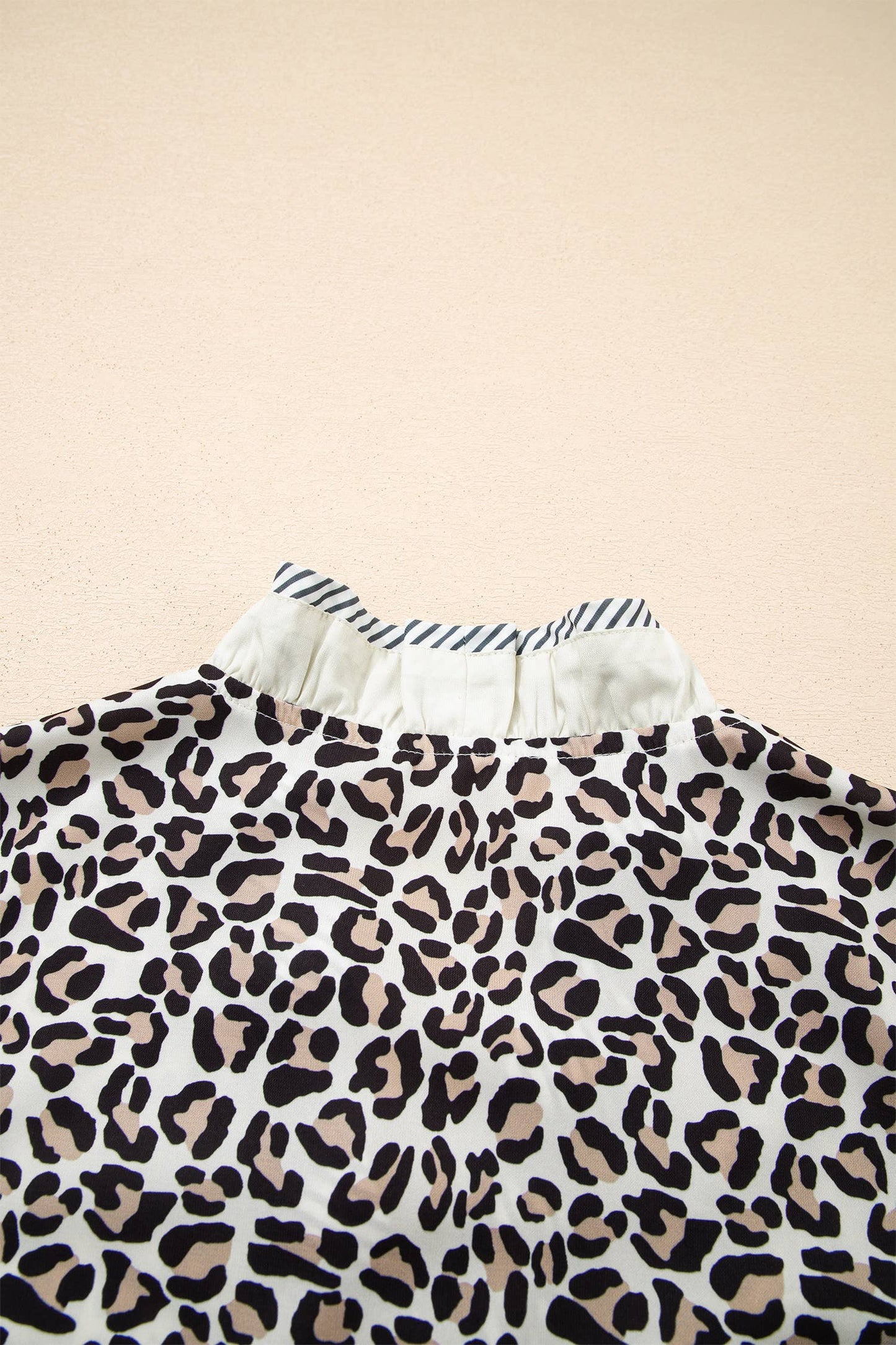 Leopard Print Ruffled Trim V Neck Blouse