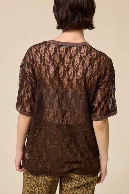 Wild West Vintage Longhorn Graphic Sheer Lace Tee