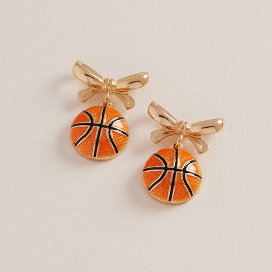 Basketball Earrings with Bow Game Day Jewelry