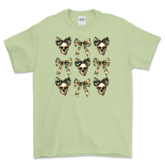 Camo Skulls and Bows Shirt