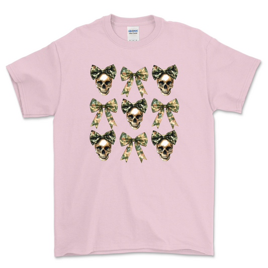 Camo Skulls and Bows Shirt