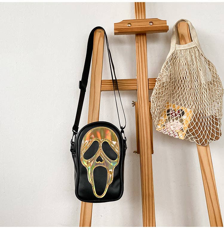 Ghost Face Leather Crossbody Bag