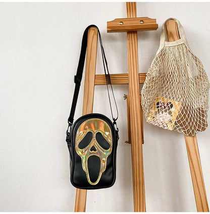 Ghost Face Leather Crossbody Bag