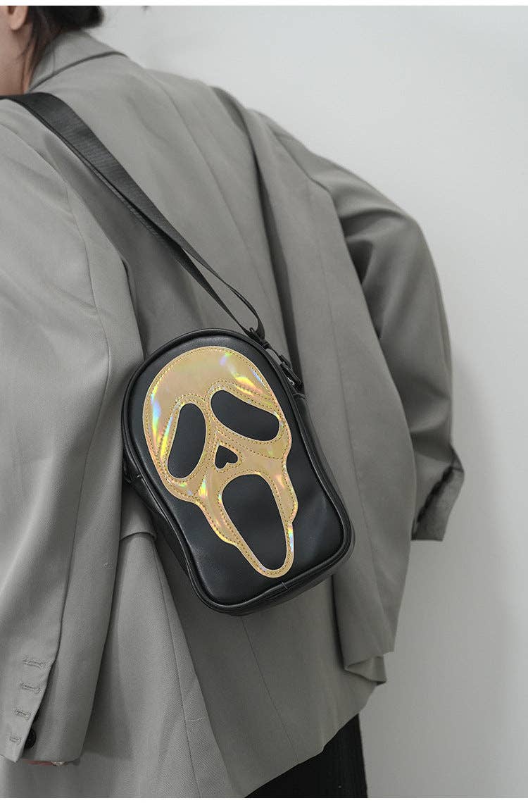 Ghost Face Leather Crossbody Bag