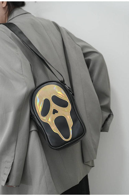 Ghost Face Leather Crossbody Bag