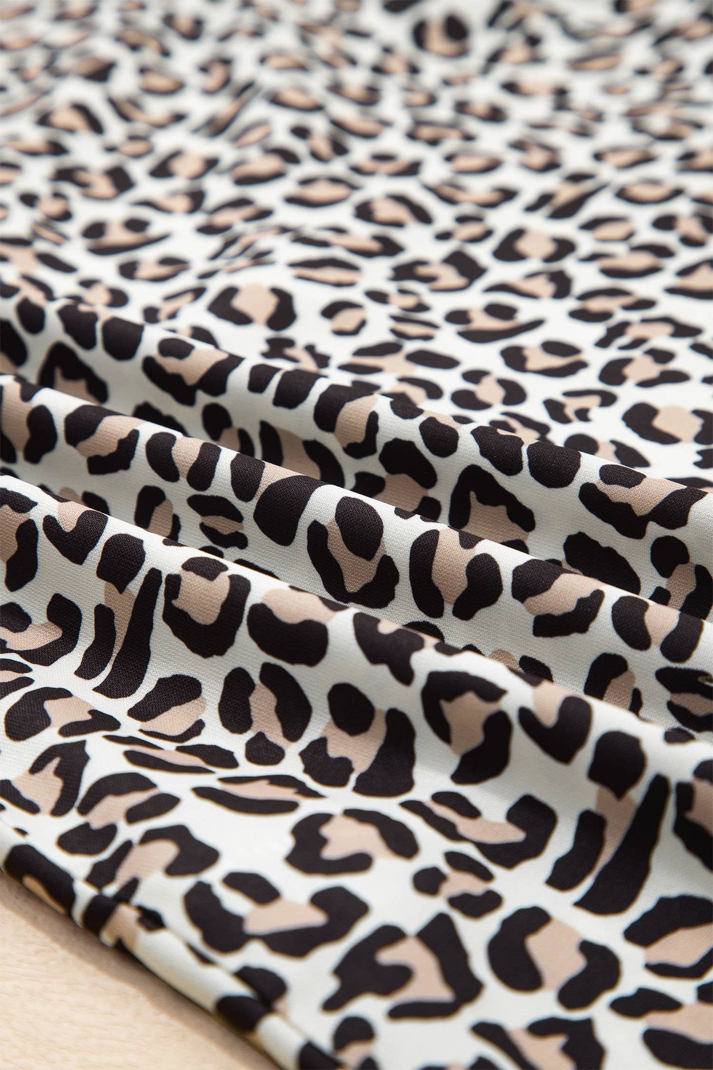 Leopard Print Ruffled Trim V Neck Blouse