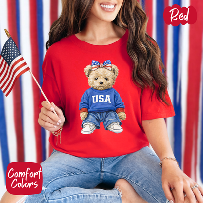 Americana Teddy Bear Comfort Colors T-Shirt