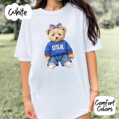 Americana Teddy Bear Comfort Colors T-Shirt