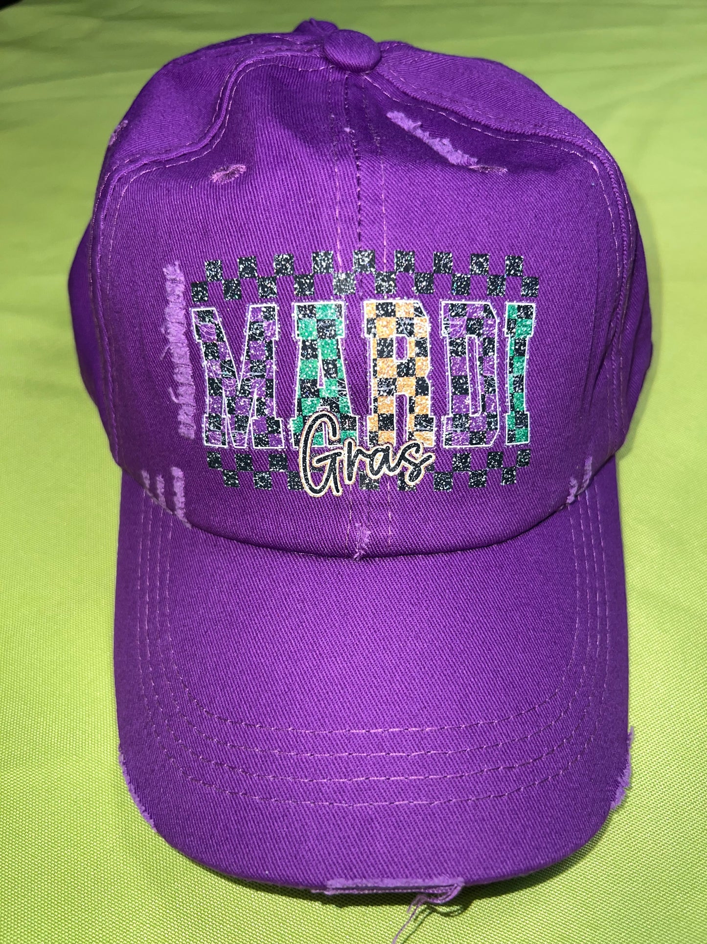Glitter Mardi Gras Ponytail Cap