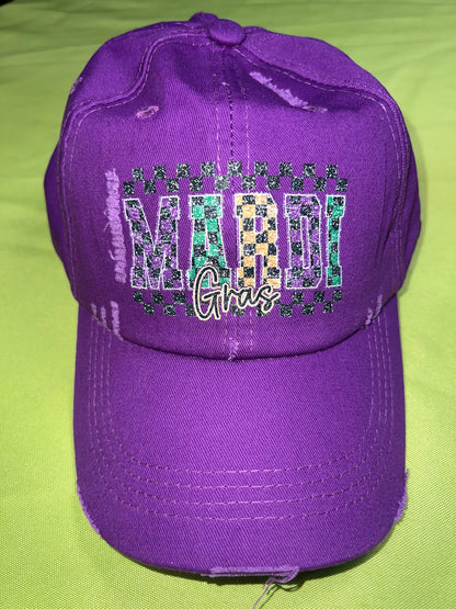 Glitter Mardi Gras Ponytail Cap