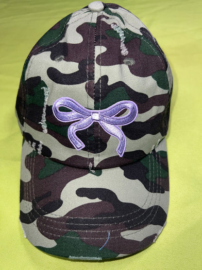 Camo Bow Ponytail Cap