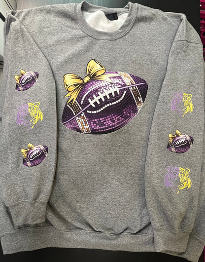 Purple and Gold Disco Football Shirt with Sleeve Prints