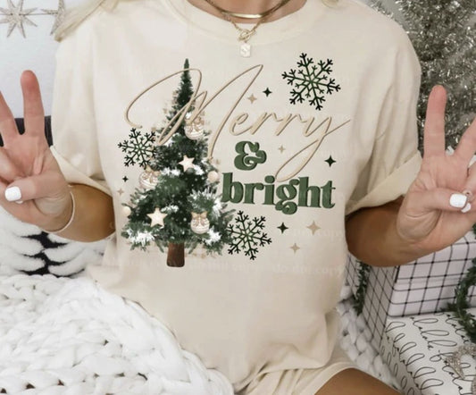 Green Merry and Bright Shirt ~Glitter~