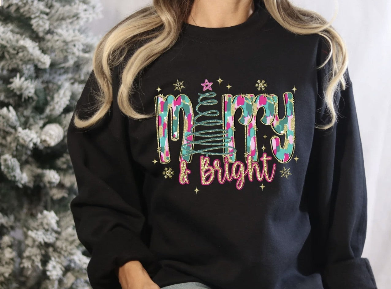 Merry & Bright Shirt ~Glitter~