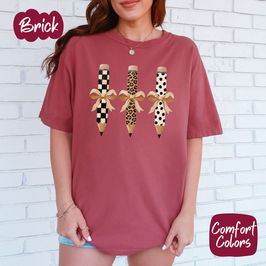 Leopard Teacher Pencils Comfort Colors T-Shirt