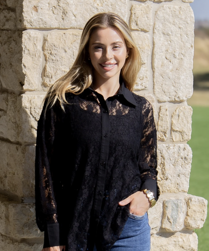Black Lace Long Sleeve Top