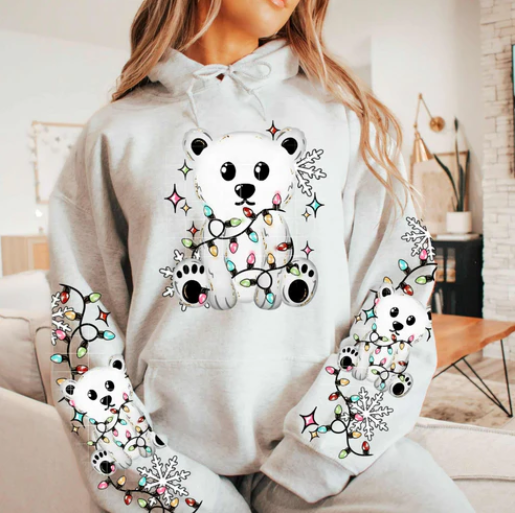 Festive Polar Bear Sweatshirt with Sleeves ~Glitter~
