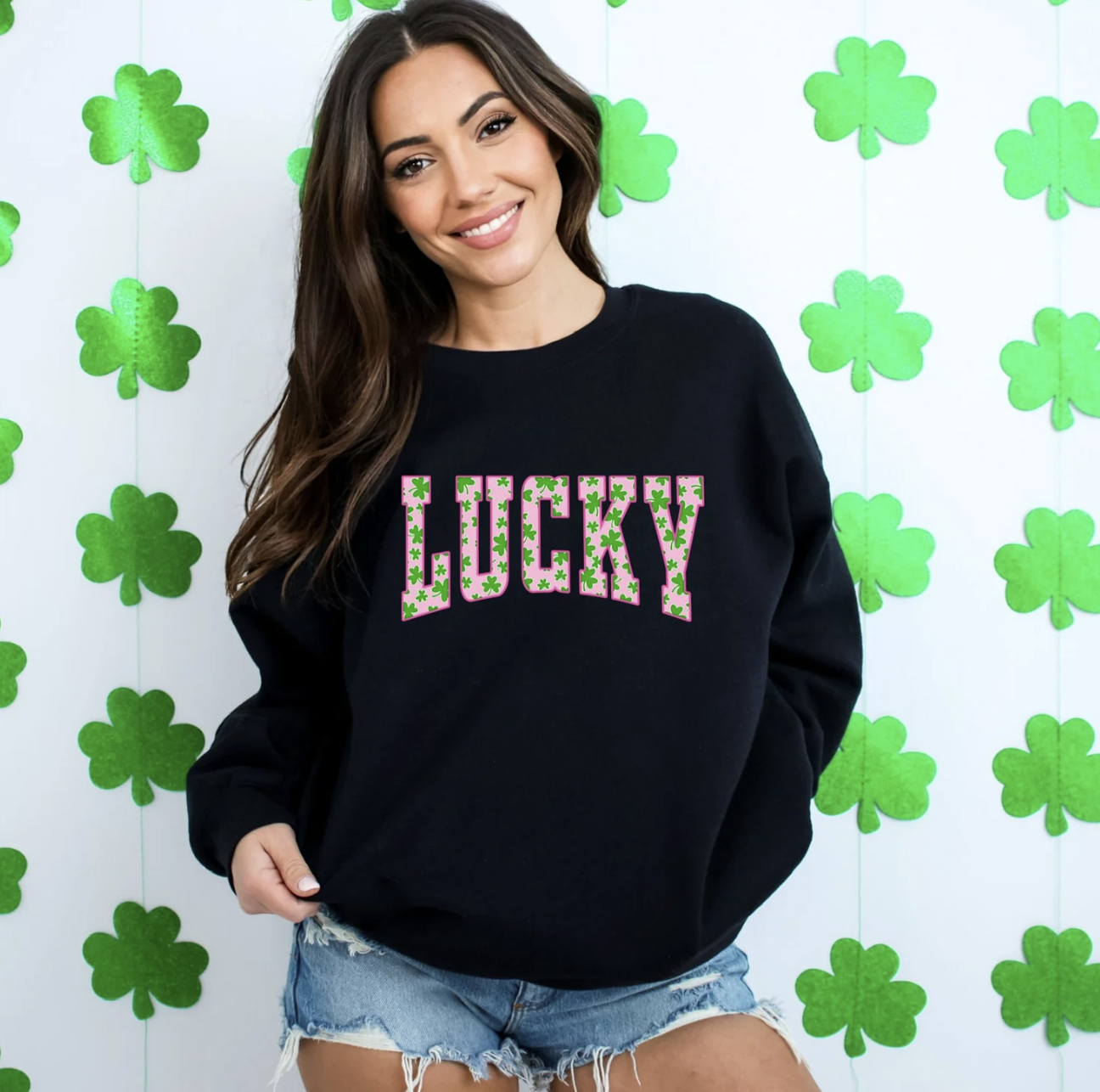 Pink Lucky Shirt/Crewneck ~Glitter~