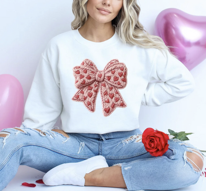 Faux Yarn Hearts Bow Shirt/Crewneck ~Glitter~