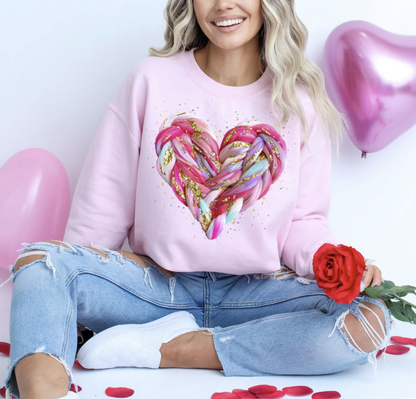 Faux Yarn Heart Shirt/Crewneck ~Glitter~