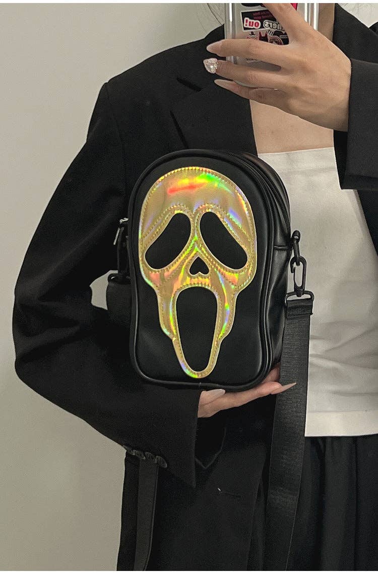 Ghost Face Leather Crossbody Bag