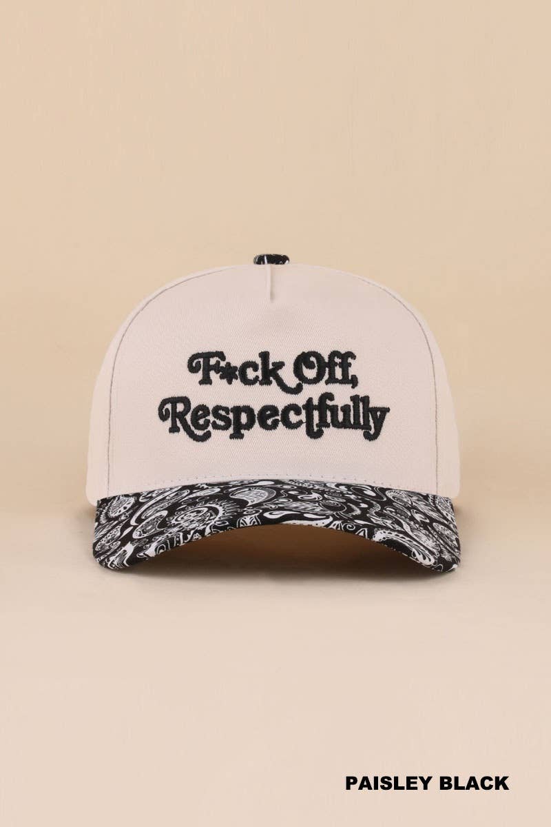 Fxck Off Respectfully Two Tone Canvas Cotton Cap