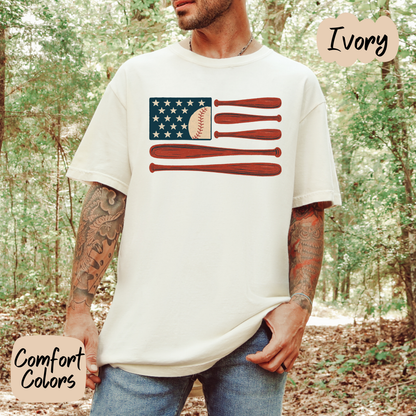 Baseball American Flag Comfort Colors T-Shirt