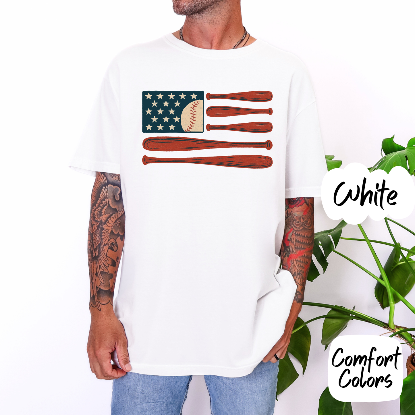 Baseball American Flag Comfort Colors T-Shirt