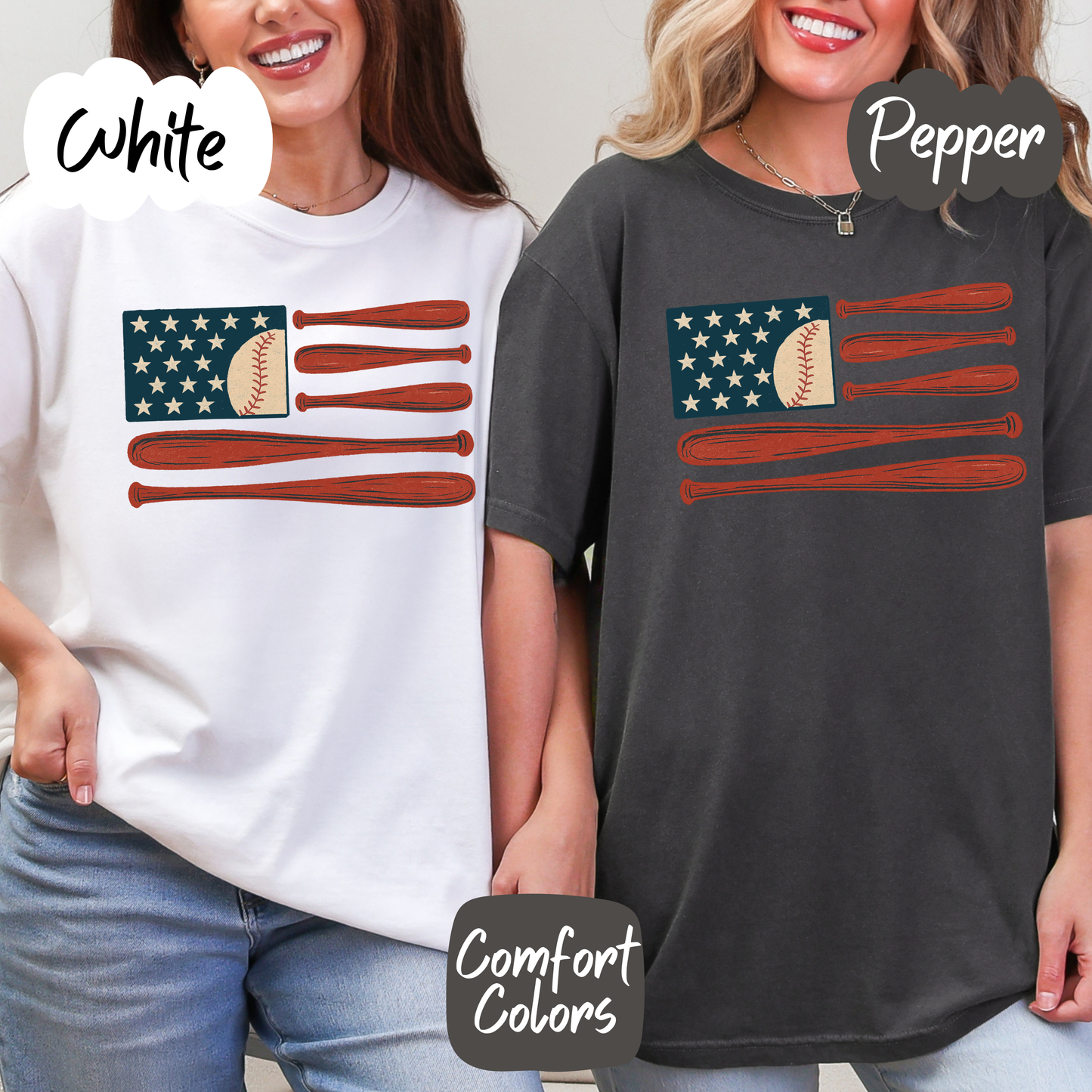 Baseball American Flag Comfort Colors T-Shirt