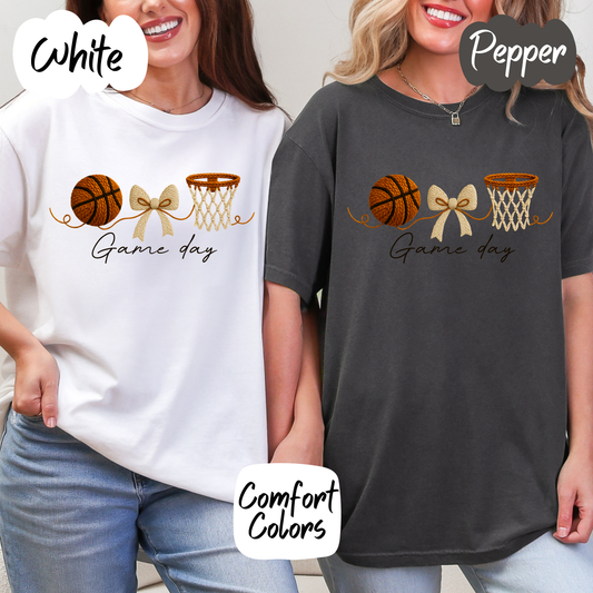 Basketball Game Day Faux Yarn Comfort Colors T-Shirt