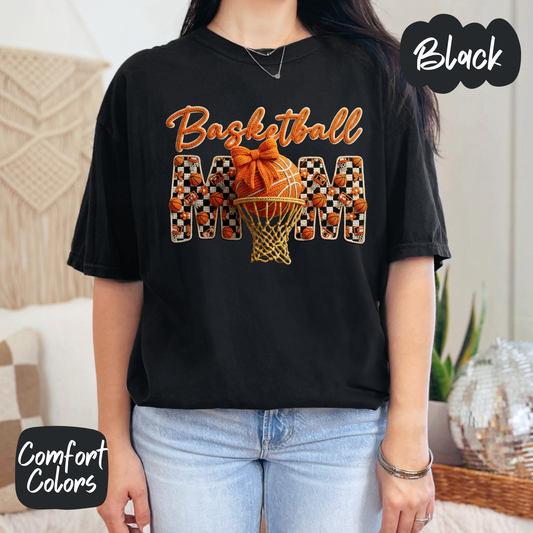 Basketball Mom Faux Yarn Comfort Colors T-Shirt