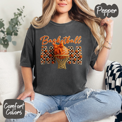 Basketball Mom Faux Yarn Comfort Colors T-Shirt