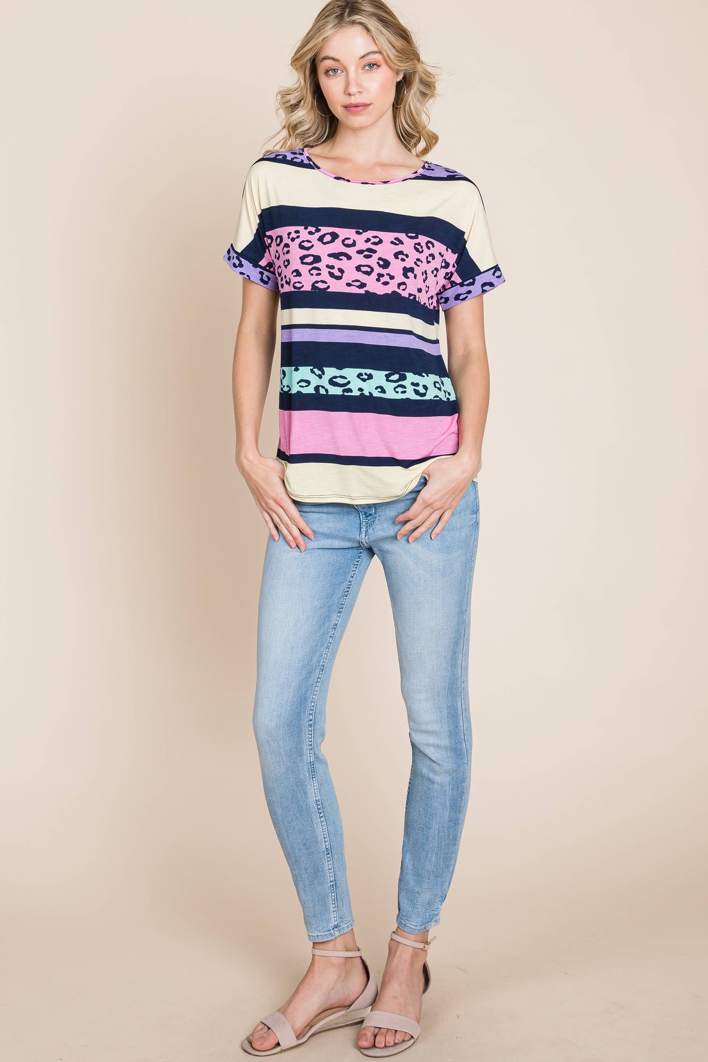 Neon Leopard Color Block Shirt