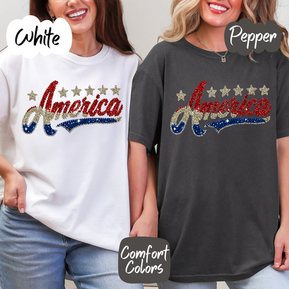 Faux Rhinestone America Comfort Colors T-Shirt