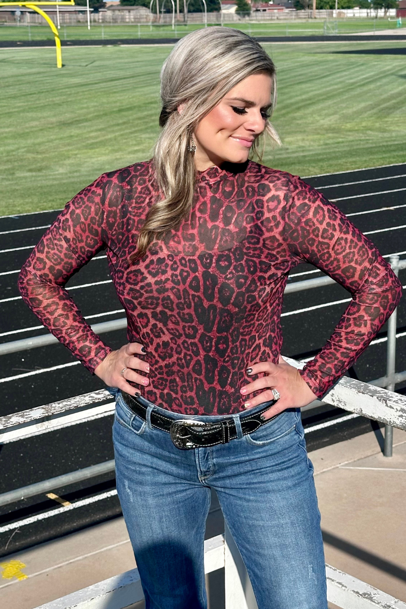 Sideline Spirit Maroon Mesh Top