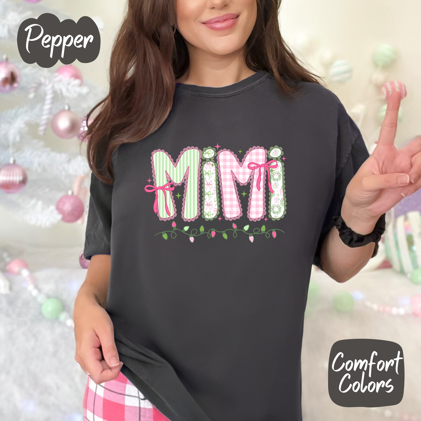 Pink Christmas Mama Shirt (You Choose Name)