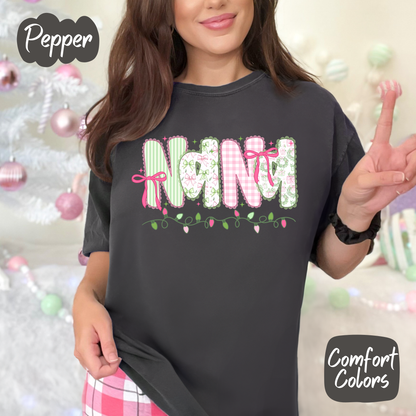 Pink Christmas Mama Shirt (You Choose Name)