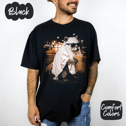 Cool Raccoon Drinking Coffee Comfort Colors T-Shirt