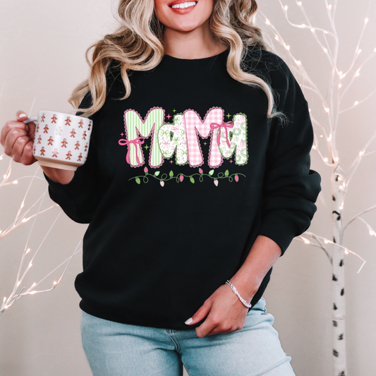 Pink Christmas Mama Crewneck (You Choose Name)