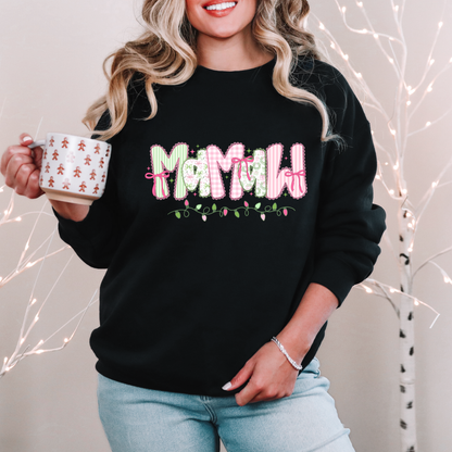 Pink Christmas Mama Crewneck (You Choose Name)