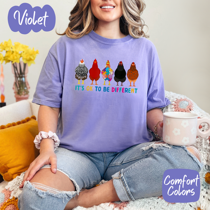 It's Ok to be Different Autism Chickens Comfort Colors T-Shirt